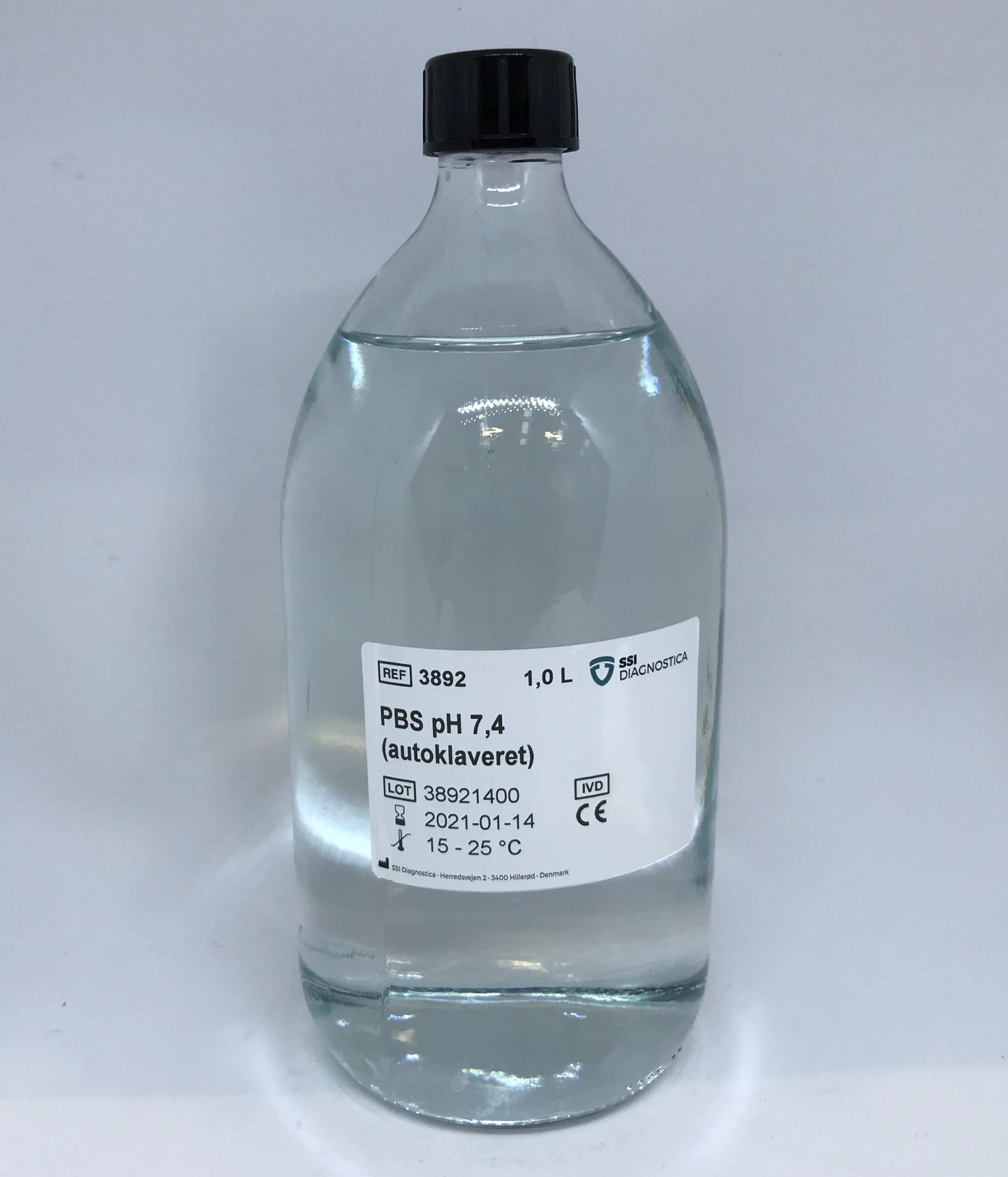 3892 PBS pH 7,4 (autoklaveret) - 1 L